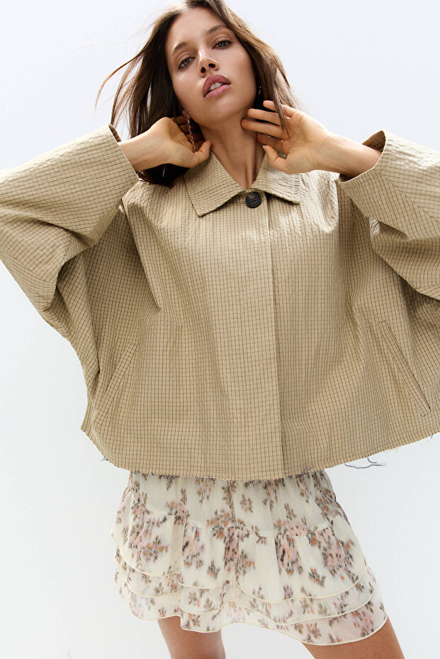 Kareli crop trençkot - 4