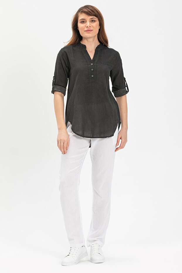 Long Sleeve Shile Cloth Acacia Summer Blouse Smoked Fm