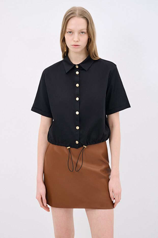 Çıtçıtlı Crop Gömlek - 6