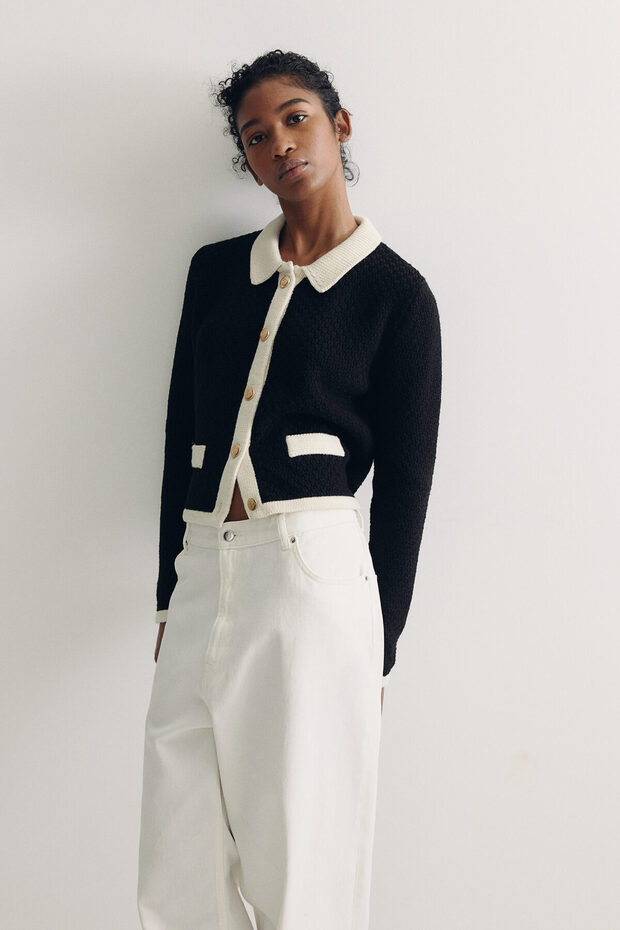 Tekstüre Triko Hırka - 2