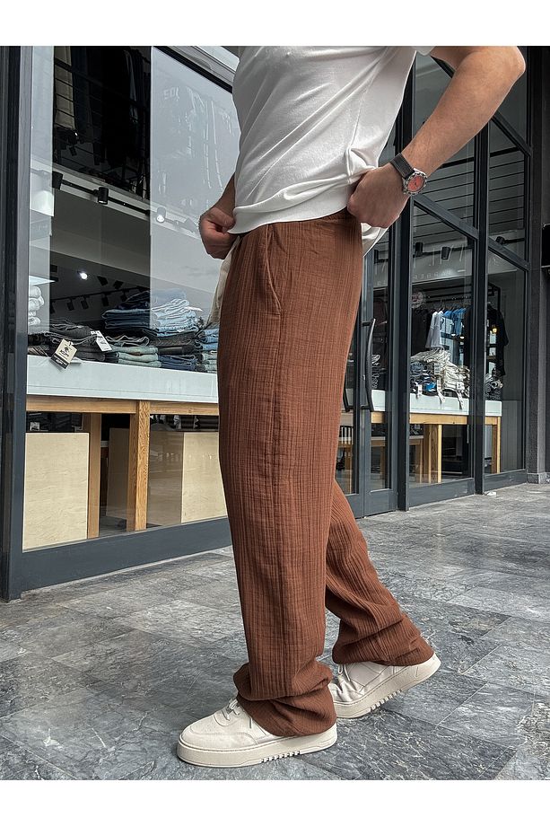 Kahve Müslin Kumaş Pantolon G-5232/8 - 5