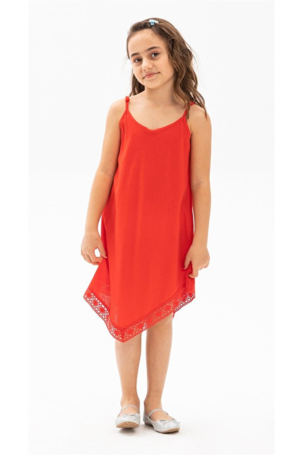 Çağla Şile Cloth Girl's Summer Dress Red Red