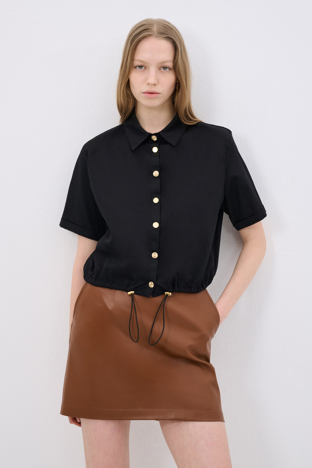 Çıtçıtlı Crop Gömlek - 1