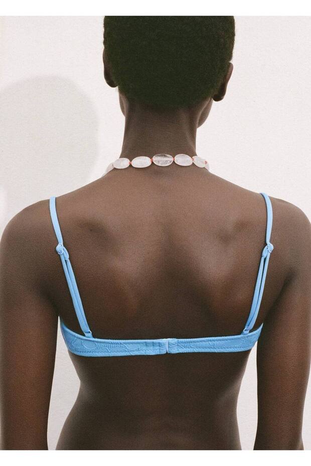 Çiçekli jakar bikini üstü - 4