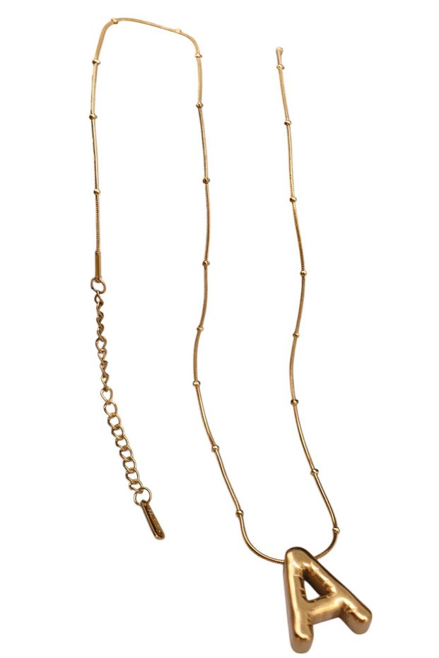 Women's Steel Balloon Letter Necklace. Steel Necklace with Letter A.