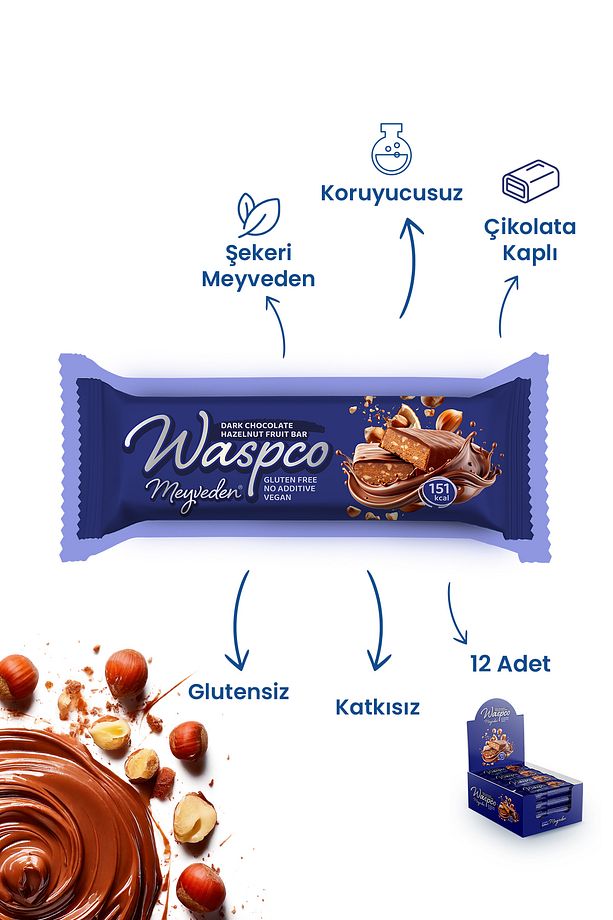 Bitter Çikolata Kaplı Fındıklı Meyve Bar 35g x 12 Adet - 3