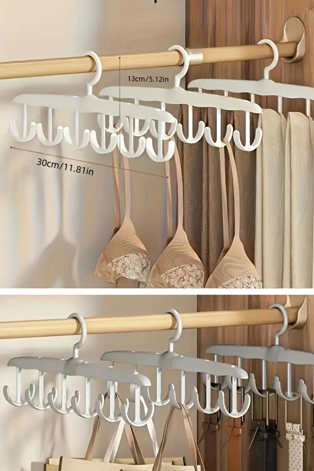 1 Adet Yer Tasarruflu 6 Kancalı Plastik Askı - Sütyen, Atlet ve Eşarplar İçin - 4