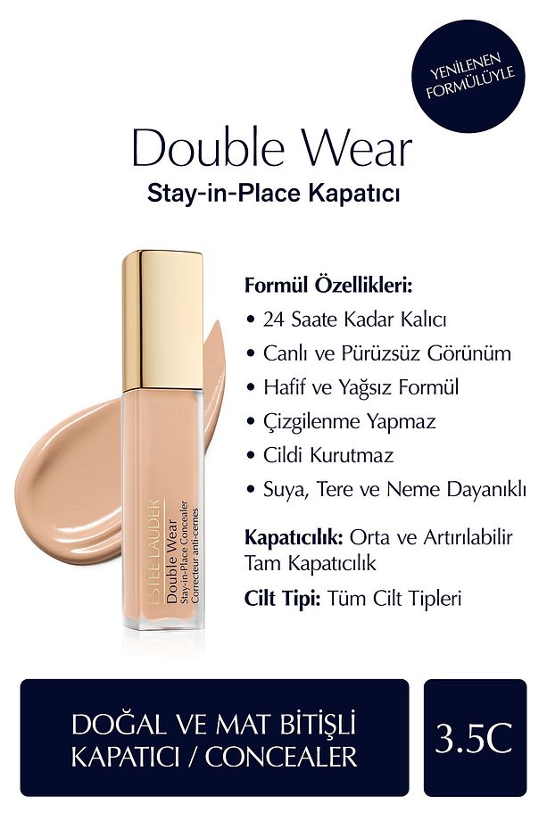 Kapatıcı - Double Wear Stay-in-Place Concealer - Renk: 3.5C Medium (Cool Rosy) 12ml - 1