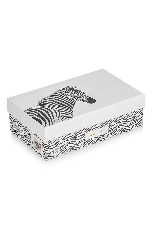 LCW HOME  Zebra Baskılı 2 Kişilik Porselen Kahve Fincan Takımı 90 Ml - 4