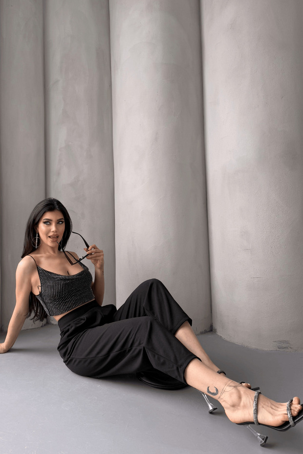 Scuba Harem Pantolon, Krep Kumaş, Rahat Kalıp - 5