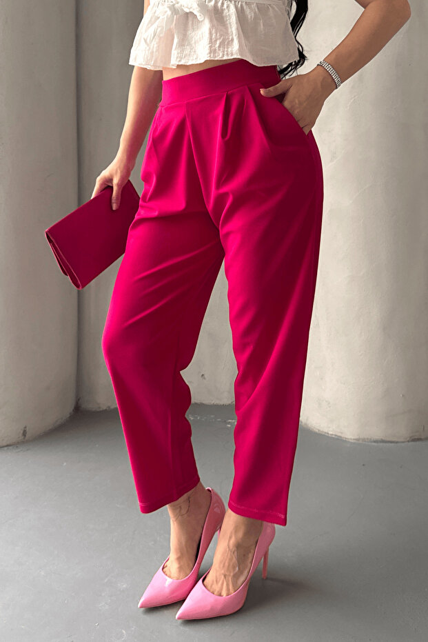 Scuba Harem Pantolon, Krep Kumaş, Rahat Kalıp - 4