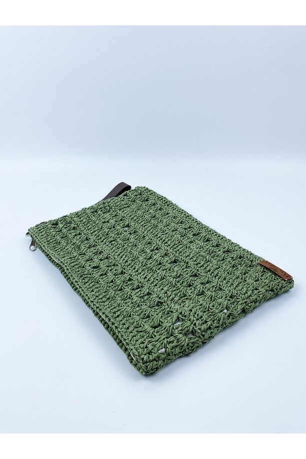 El Yapımı Hasır Portföy Kağıt İp  Clutch Çanta / En 32 cm. Uzunluk 21 cm. - 3