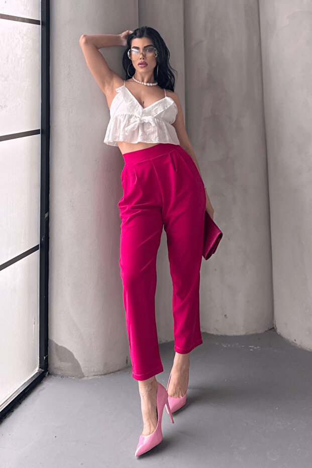 Scuba Harem Pantolon, Krep Kumaş, Rahat Kalıp - 6