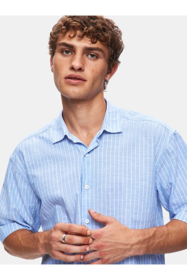 Relaxed Boxy Fıt Mavi Gömlek - 5