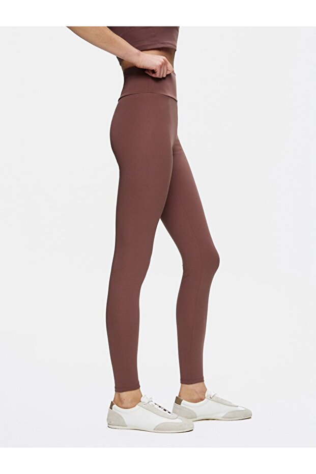 Basıc Slım Kahve Rengi Tayt - 4