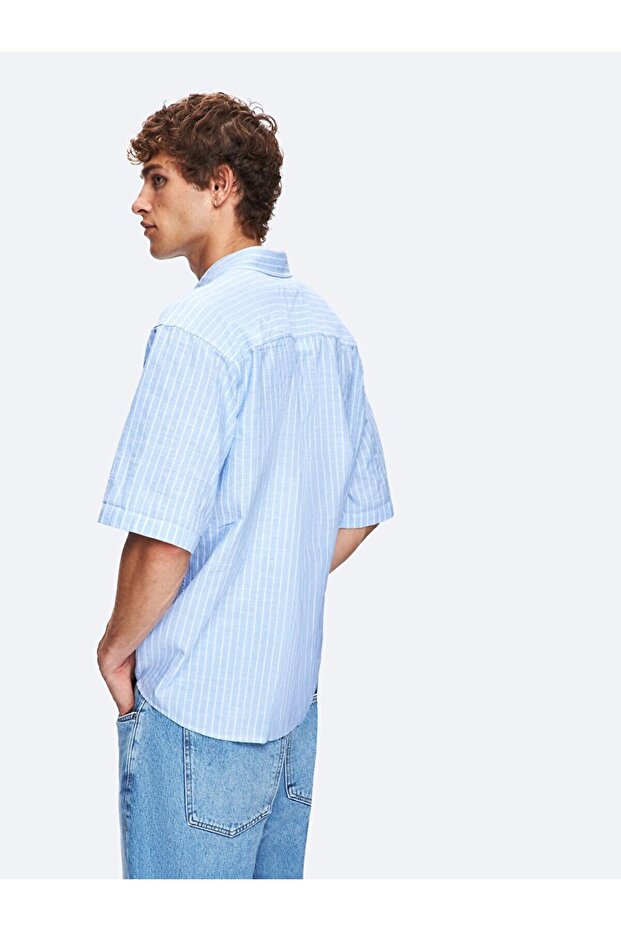 Relaxed Boxy Fıt Mavi Gömlek - 3