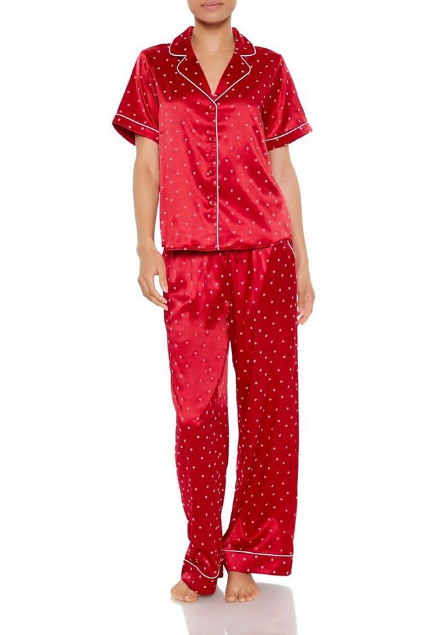 Kalp Desenli Gömlek ve Pijama Altı Takımı - 2