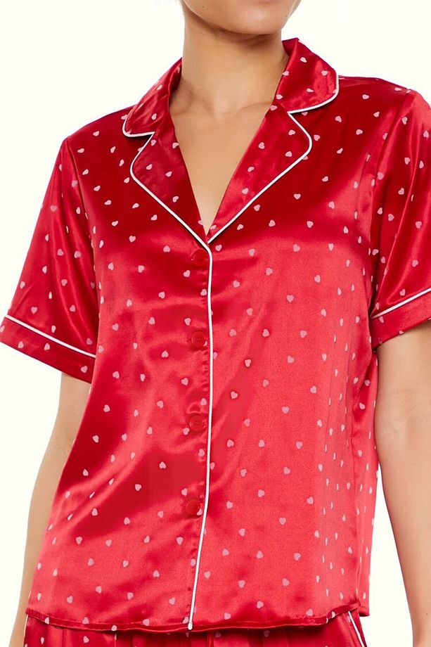 Kalp Desenli Gömlek ve Pijama Altı Takımı - 3