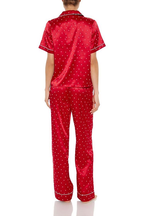 Kalp Desenli Gömlek ve Pijama Altı Takımı - 6