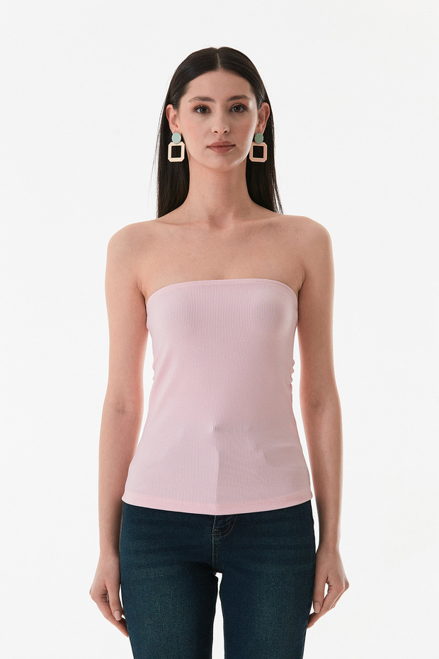 Basic Yanları Drapeli Straplez Büstiyer - 6