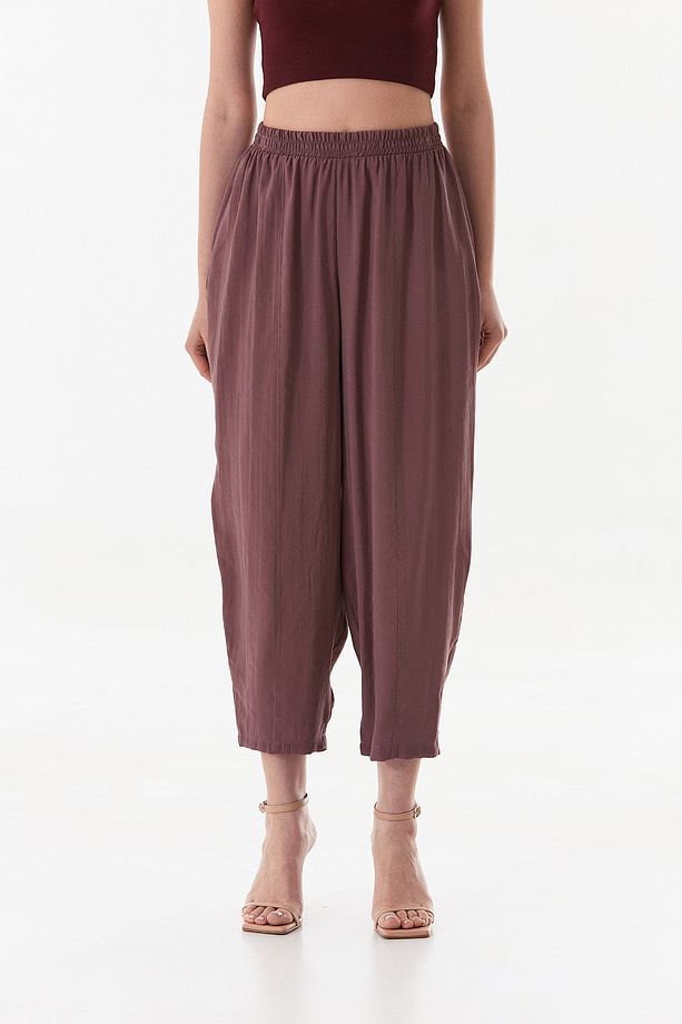 Beli Lastikli Çimalı Ayrobin Kumaş Şalvar Pantolon - 8