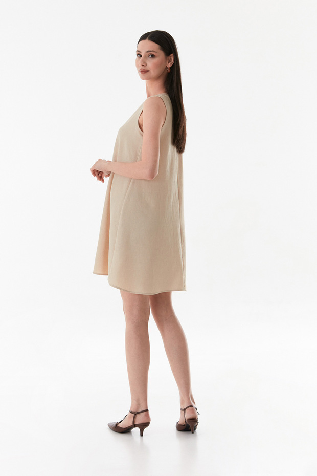 Basic Bisiklet Yaka Oversize Elbise - 6