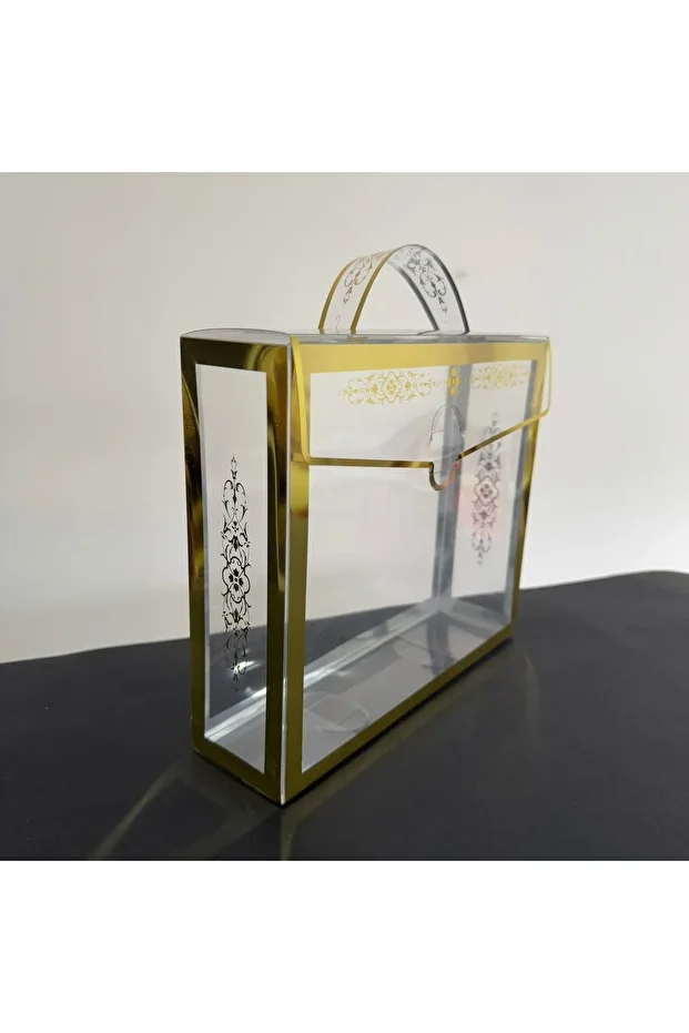 22.5x19.5x6 Gold Yaldızlı Asetat Çanta (10 Adet) - 2