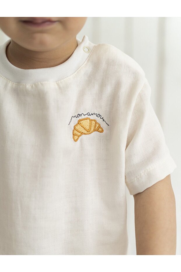 Muslin Set Croissant Embroidered