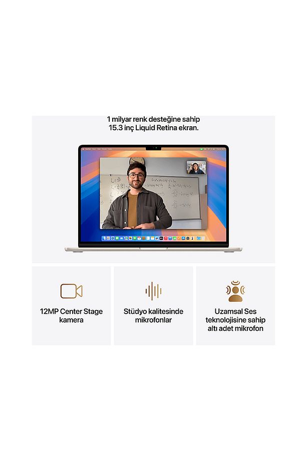 MW1J3TU/A/MacBook Air/Apple M4 İşlemci/(10 Çekirdek CPU-10 Çekirdek GPU)/16GB RAM/256GB SSD/15 - 5