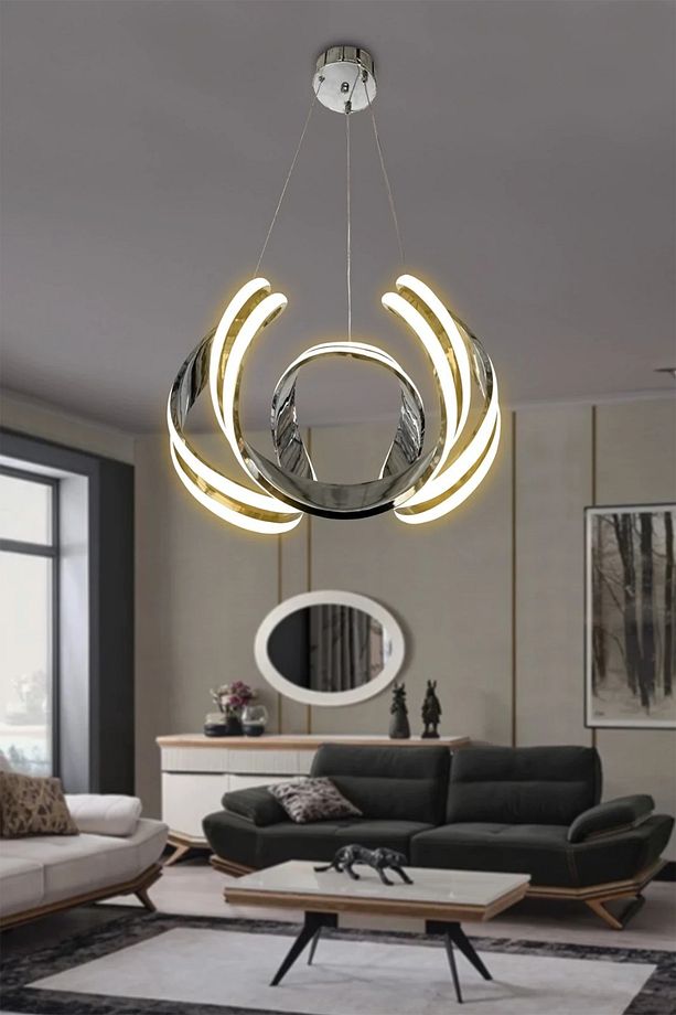 Dron Çift Yönlü Sırt Led Avize - 3 Renk Kumandasız Krom - 1