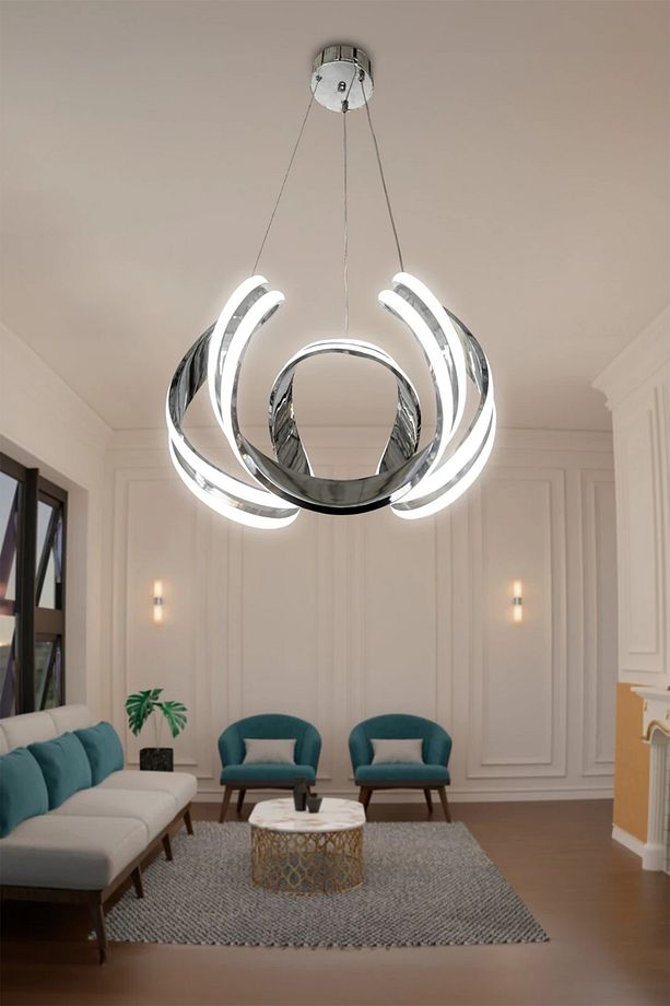 Dron Çift Yönlü Sırt Led Avize - 3 Renk Kumandasız Krom - 3