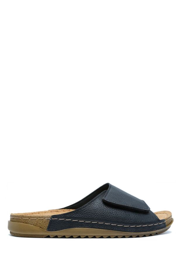 Sib 213622 Kifidis-Natura Women's Single Strap Anatomical Leather Slippers 36-41 Black/Black