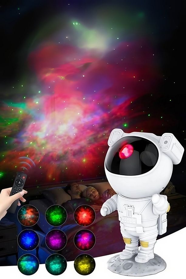 Astronot Projektör Led Işık Lazer Galaxy 360 Yıldız Projeksiyon Aurora Bulutsusu Çocuk Gece Lambası - 1