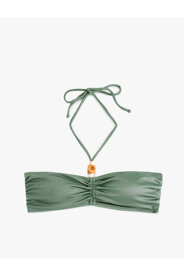 Halter Neck Drawstring Strapless Bikini Top with Accessories