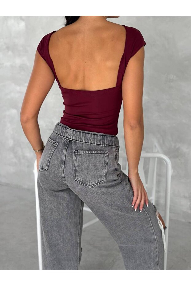 Sırt Dekolteli Dalgıç Crop - 1