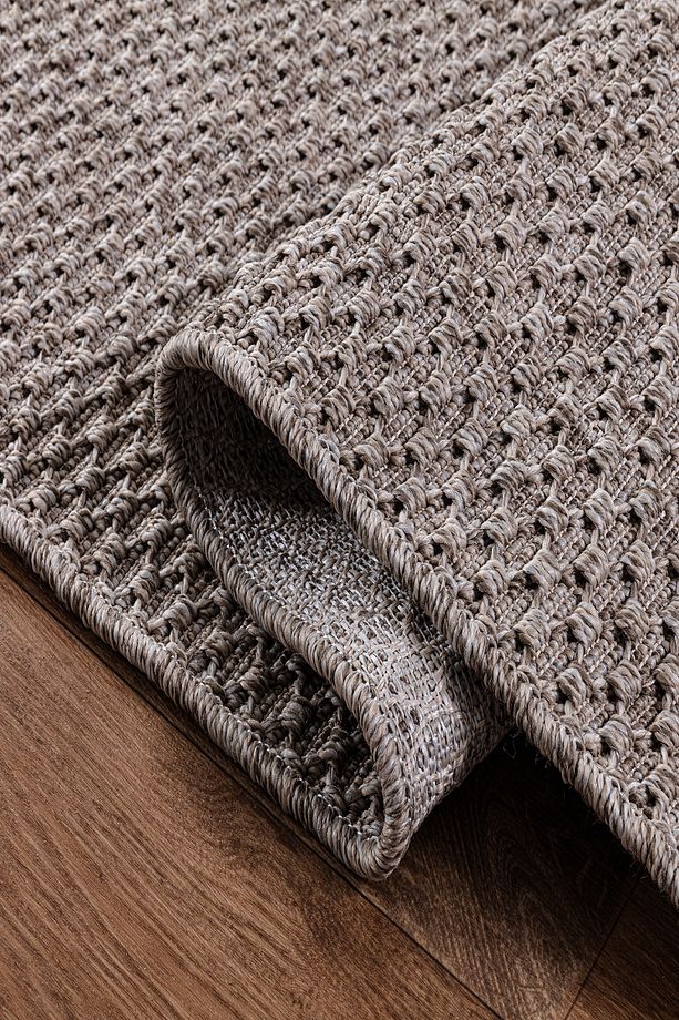 TM-01 Sisal Jut Hasır Model Tek Renk Dokuma Yıkanabilir Toz Vermez  Halı Vizon - 4