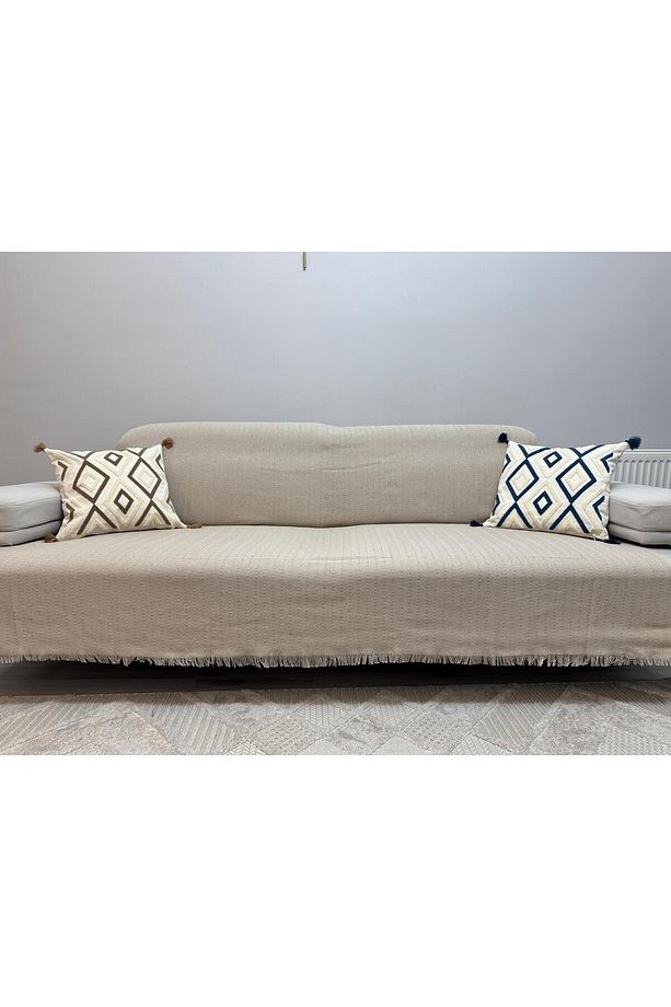 Modern Çok Amaçlı Pike & Koltuk Örtüsü - Vizon - 1