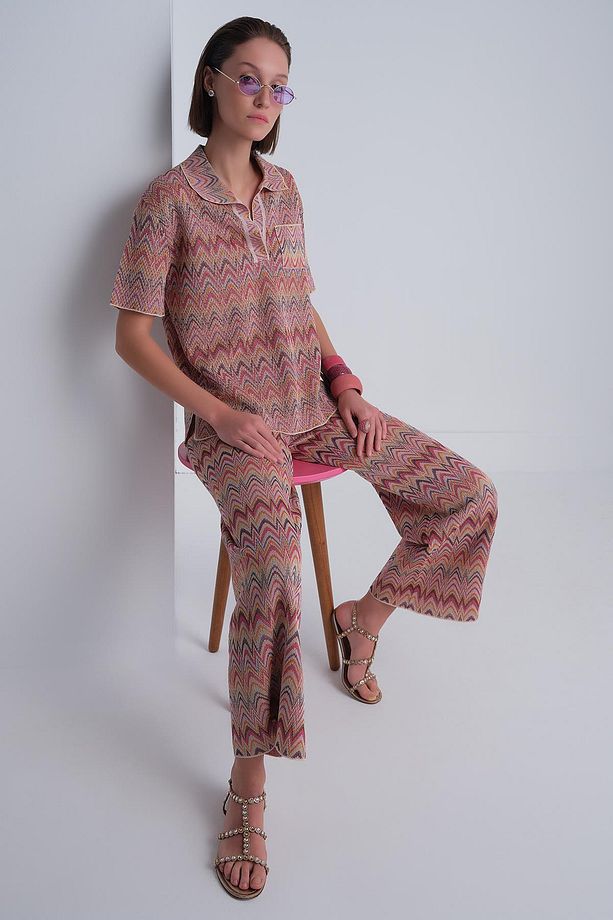 Zikzak Desen Bol Paça Multi Pantolon - 3