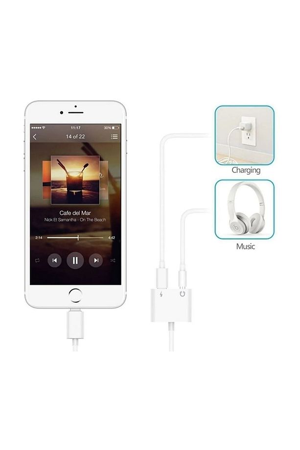 Lightning İOS Uyumlu Kulaklık Şarj Çevirici Dönüştürücü Adaptör Aux Kablosu Iphone 7 8 X Xr 11 Plus - 2