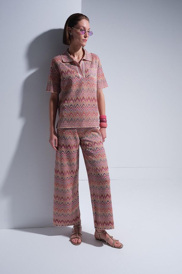 Zikzak Desen Bol Paça Multi Pantolon - 1