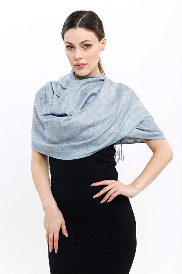 شال - رمادي - خالي من البوليستر - 5