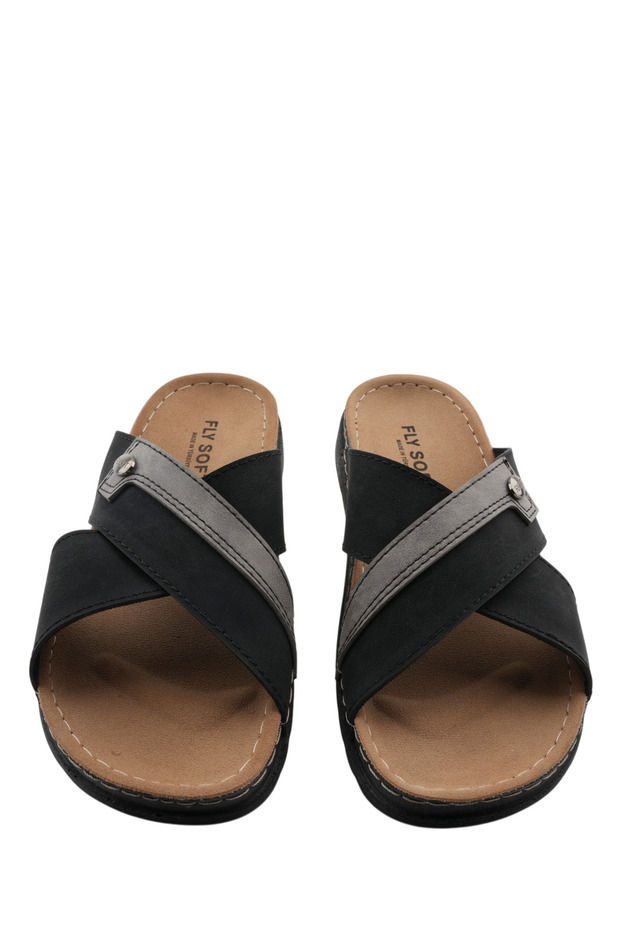 Çapraz Bantlı Siyah Erkek Terlik - 5