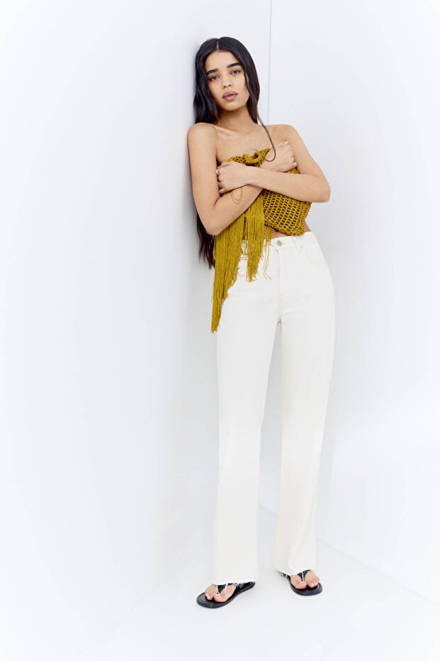 Yüksek bel straight fit jean - 1