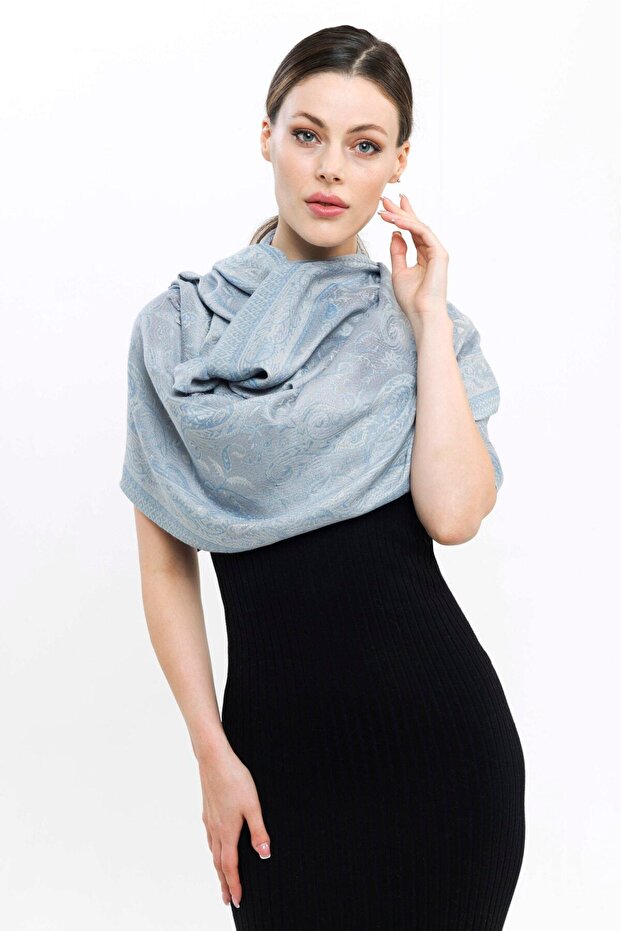 شال - رمادي - خالي من البوليستر - 4