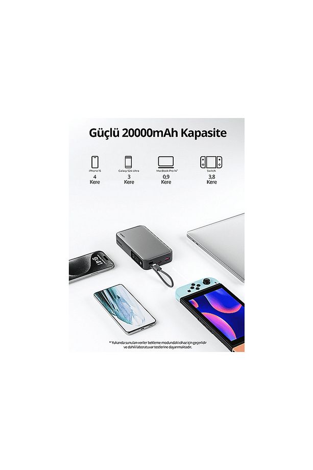 PB-Y48-GY 100W 20000 mAh PD Dahili Type-C Kablolu Taşınabilir Şarj Cihazı - 2