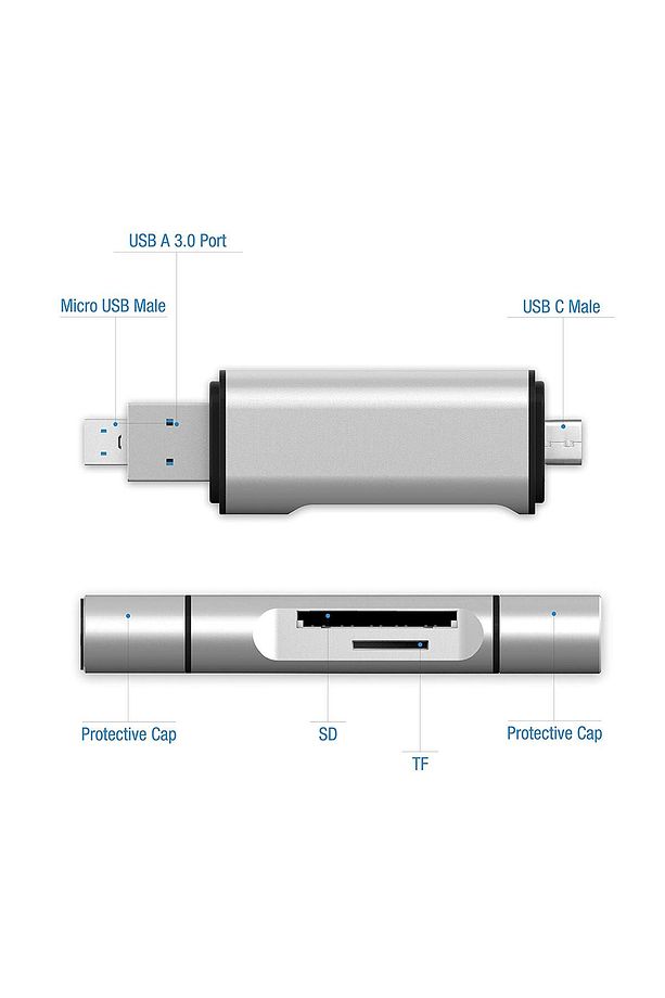 Type-c Usb 3.1 Micro Usb Usb 3.0 Sd Tf Micro Sd Kart Okuyucu - 1