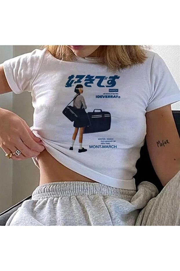 Women's Harajuku Girl Crop White