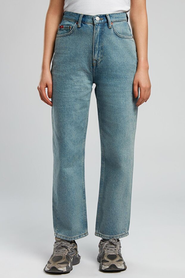 Clara High Waist Regular Fit Straight Leg Blue Women's Jeans