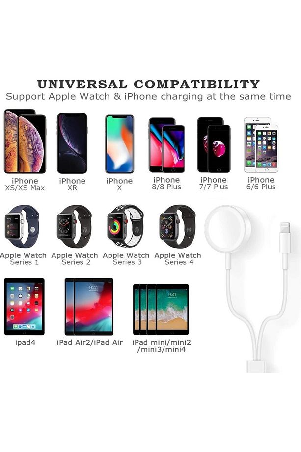 Apple Watch 38 40 42 44 Mm 1 2 3 4 5 6 Seri Ve Iphone Şarj 2in1 - 4