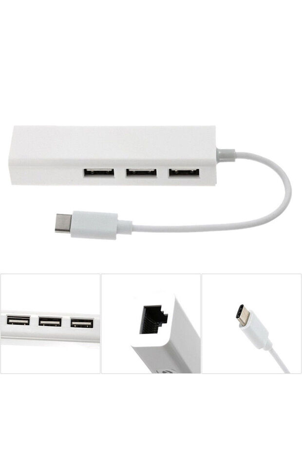 Usb-c 3.1 Type-c 3 Port Usb 3.0 Ve Rj45 Yüksek Hızlı Ethernet - 3